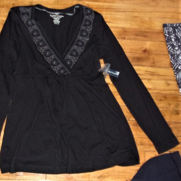 NEW boho small womans shirt tunic top black - Picture 2 of 5